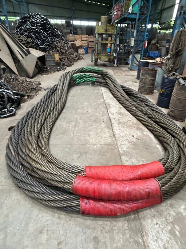 A wire rope sling being made up in our works