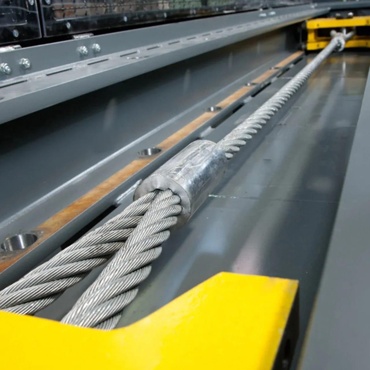A wire rope termination on the Sealinkers proof-load test bed